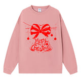 Merry Christmas Candy Bow Sweatshirt, Christmas Graphic Crewneck Pullover