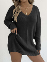 Knitwear Ready Stock Women's Deep V-Neck Sexy Sweater Innerwear Dress (Without Belt)