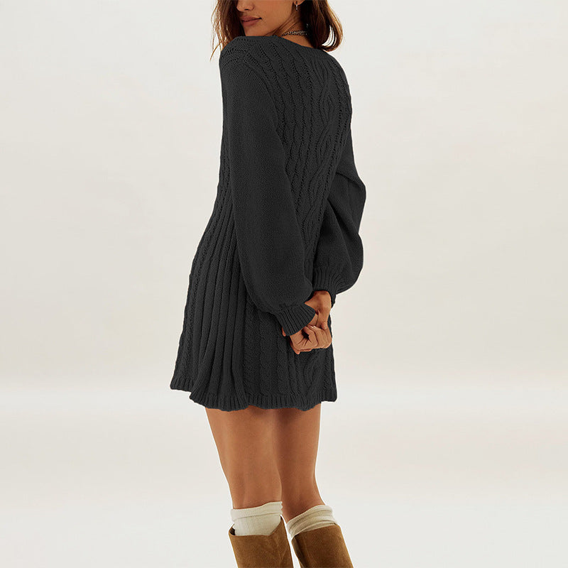 Round neck long sleeved dress