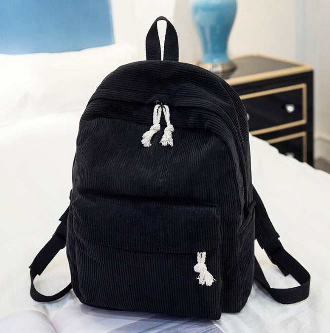 Etsy Cross-border Cute Corduroy Large Capacity Backpack with Adhesive for Letters, Kids and Students School Bag