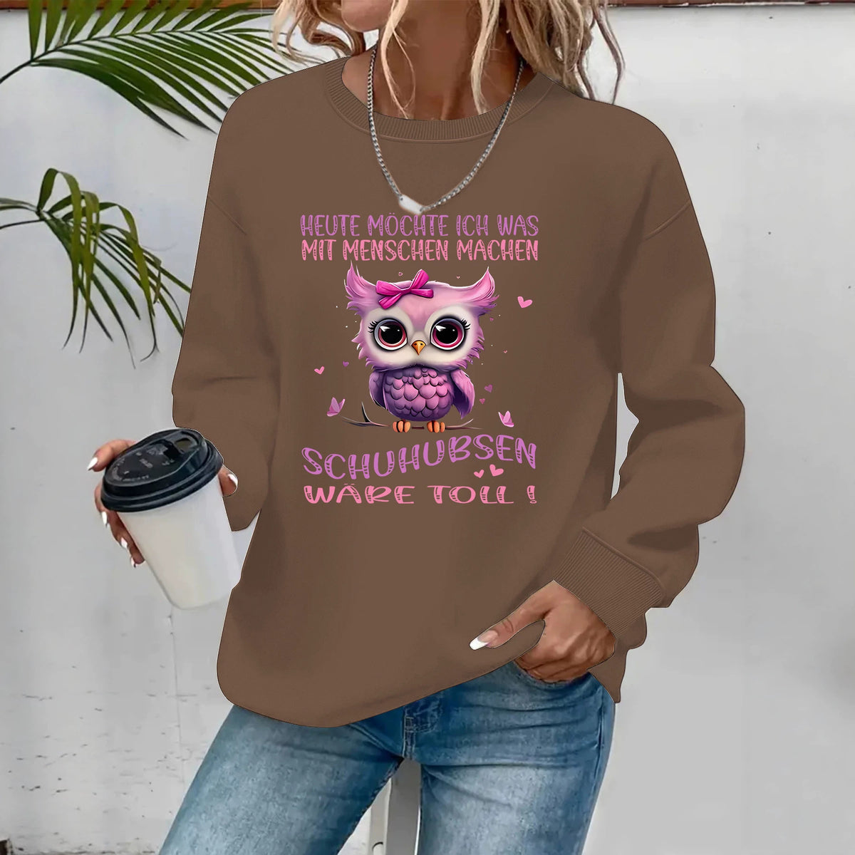 Round neck fleece hoodie