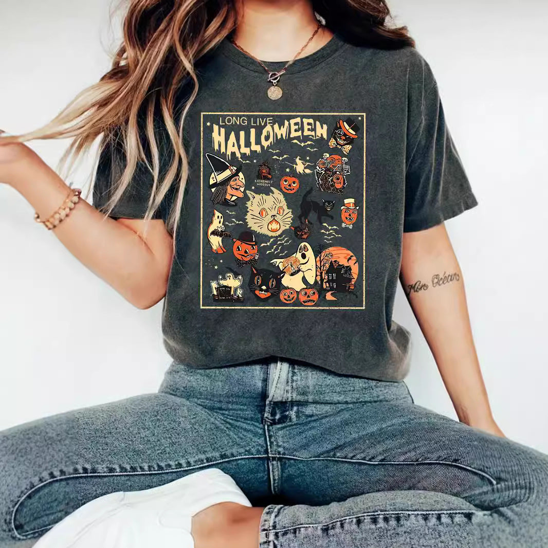HALLOWEEN Pattern Round Neck Short Sleeve
