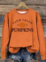 Farm Fresh Pumpkins Sweatshirt, Fall Graphic Crewneck Pullover