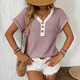 V-neck button top short sleeved shirt