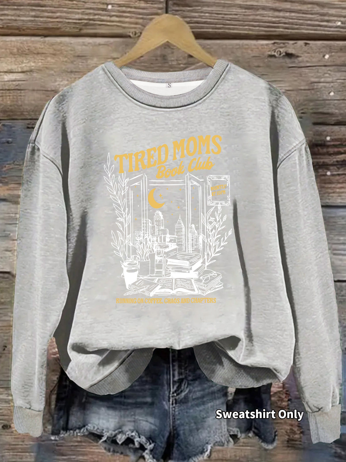 Printed round neck fleece hoodie