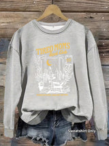 Printed round neck fleece hoodie