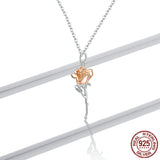 Rose necklace pendant S925 pure silver flower accessory