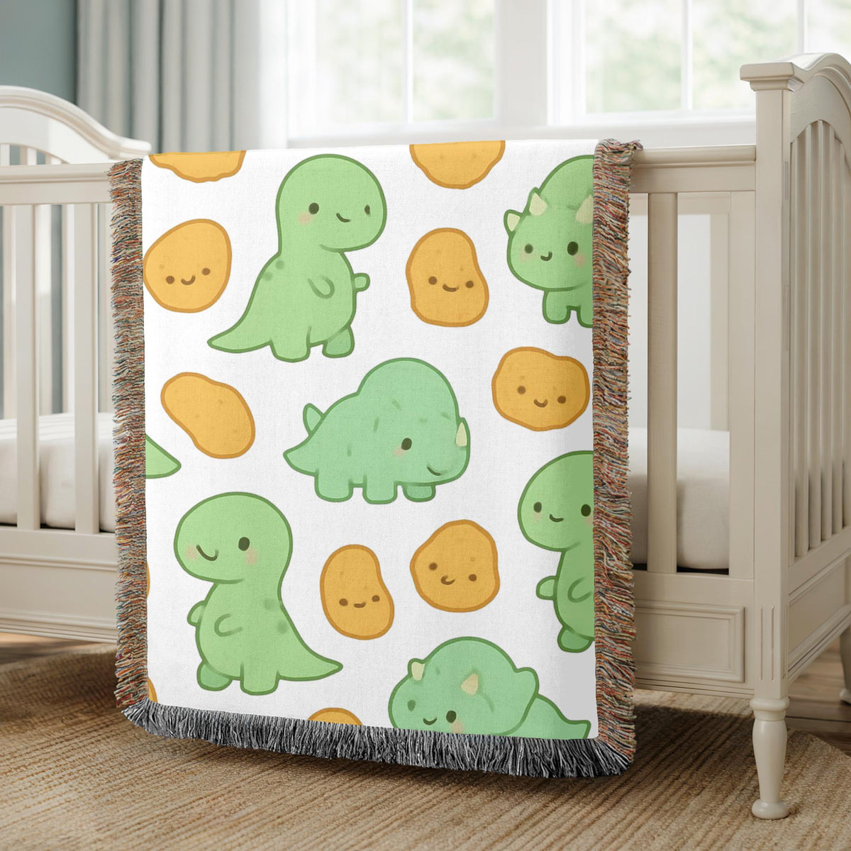 Cute Dinosaur Baby Woven Blanket Dino Nursery Blanket Kids Dinosaur Blanket Toddler Blanket Dinosaur Gift Baby Shower Gift