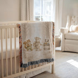 Woodland Friends Woven Blanket Forest Animal Nursery Decor Bear Fox Squirrel Kids Blanket Baby Shower Gift