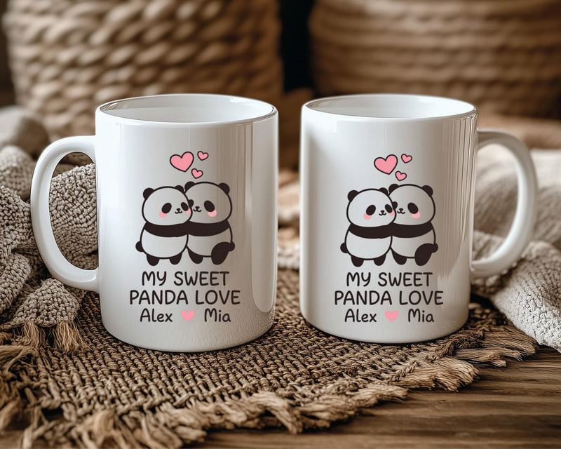 Personalized Panda Couple Coffee Mug Gift For Boyfriend Girlfriend Custom Name Love Cup Anniversary Birthday Present