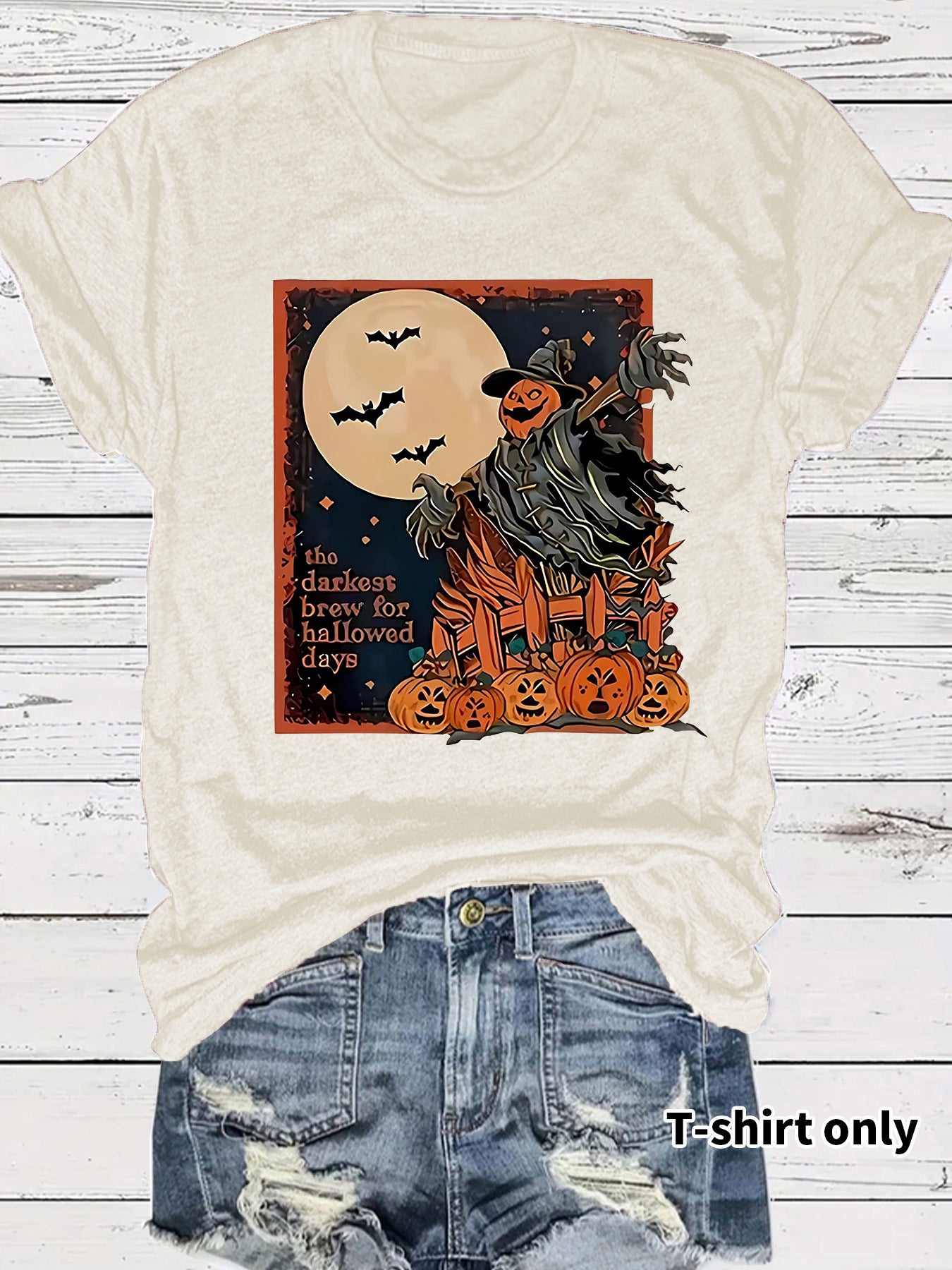 Halloween pumpkin horror element short sleeved shirt