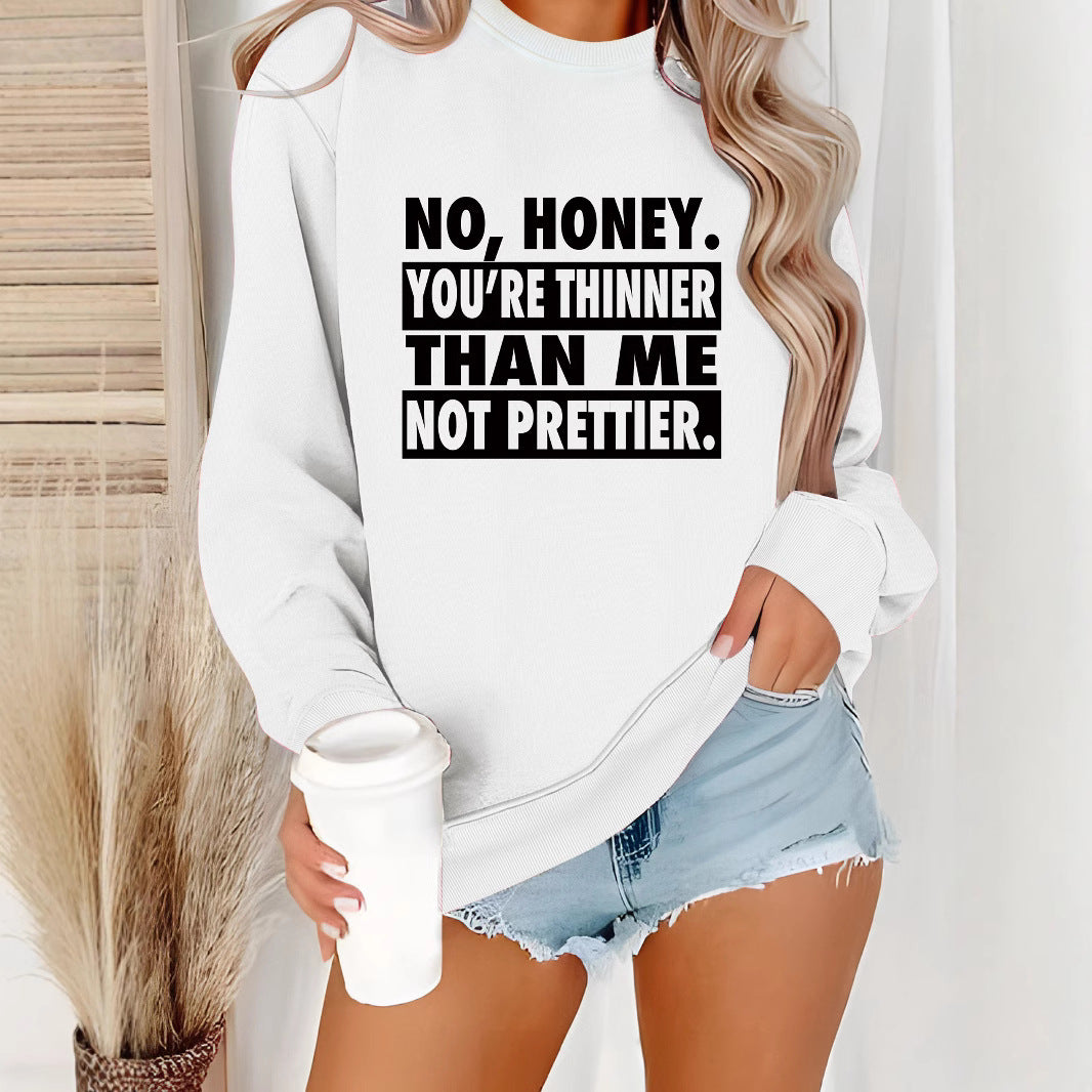 Long sleeved round neck NO, HONEY printed pullover sweatshirt sweatshirt sweatshirt