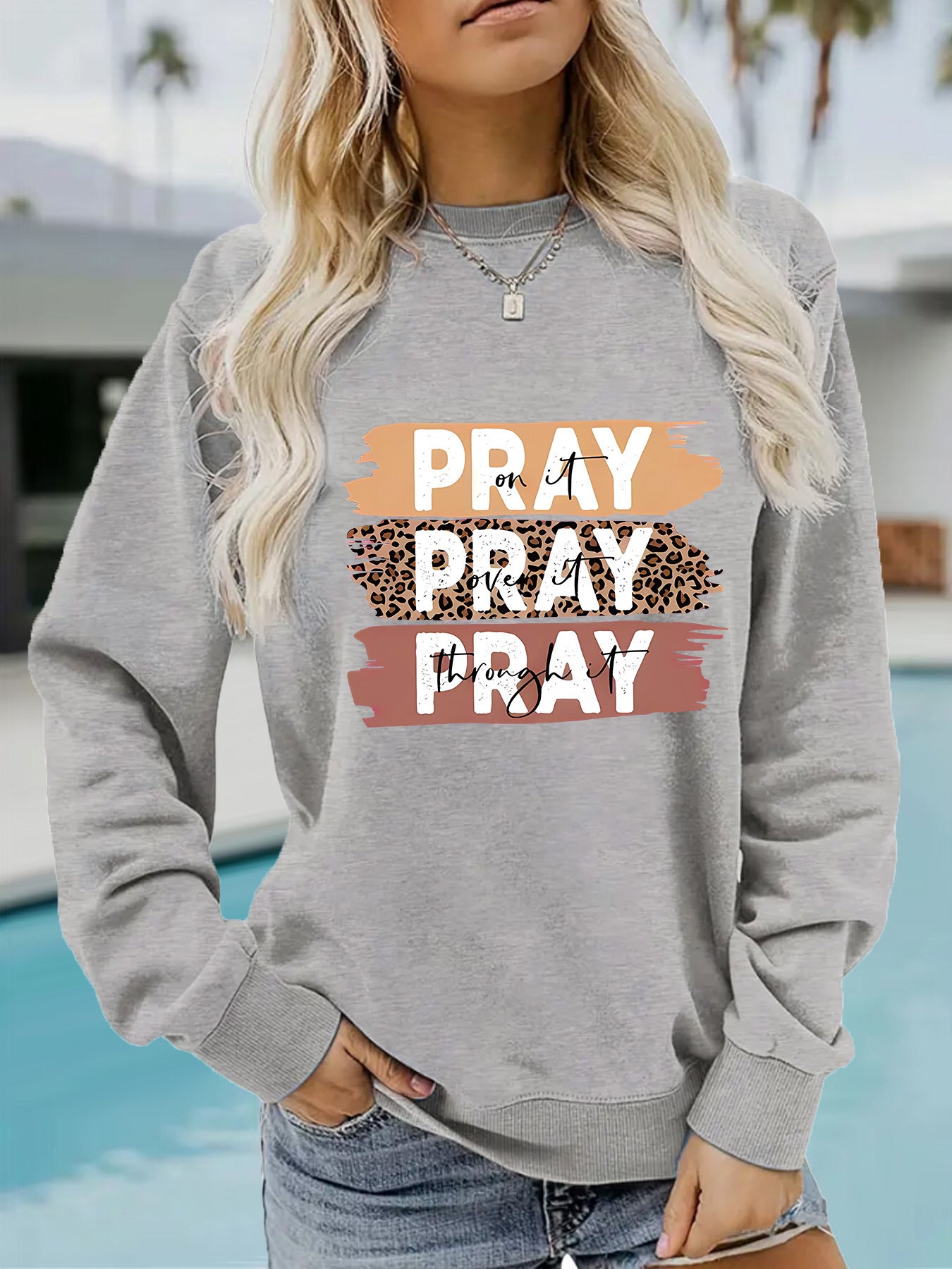 PRAY printed pullover sweatshirt sweatshirt