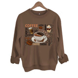 Coffee printed loose hoodie