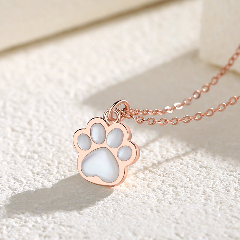 Heart Cat Claw Necklace Sterling Silver Vibrato With The Same Niche Design Cute Girlfriends Pendant Collarbone Chain Girly Style