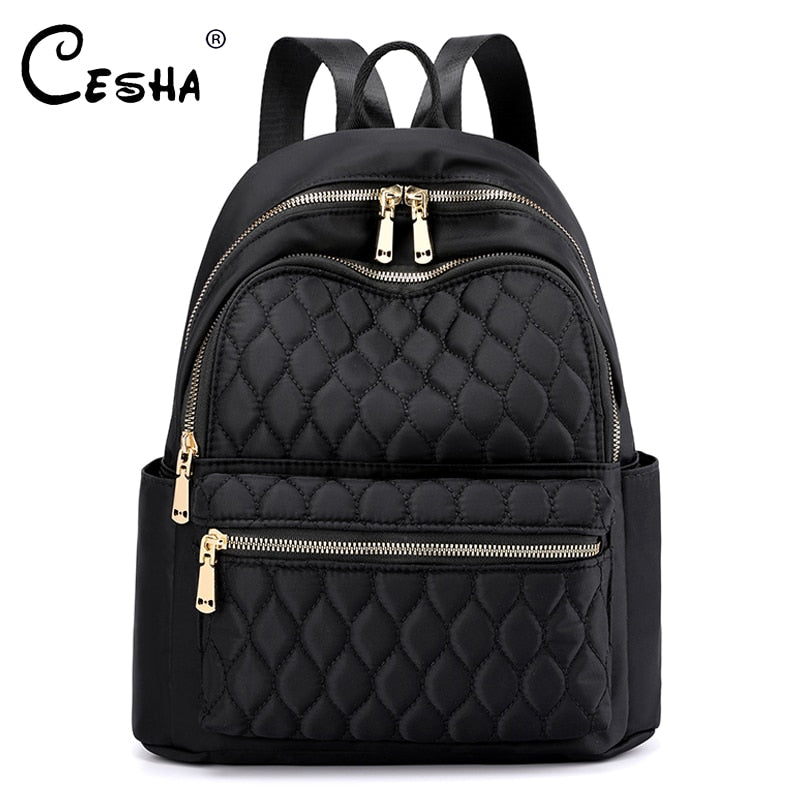 Fashion Diamond Lattice Women Backpack Durable Fabric Nylon Backpack Pretty Style Girls School Backpack Female Travel Backpack
