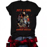Halloween pattern round neck short sleeved shirt