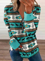 New European and American Womens Western Style Zipper Sweater