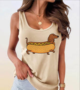Hot Selling Printed Hot Stamping Sleeveless Womens T Shirts In Europe and America