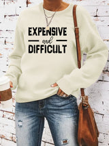 Round neck EXPENSIVE printed pullover sweatshirt sweatshirt