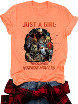 Halloween pattern round neck short sleeved shirt