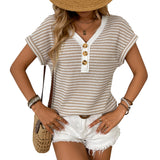 V-neck button top short sleeved shirt