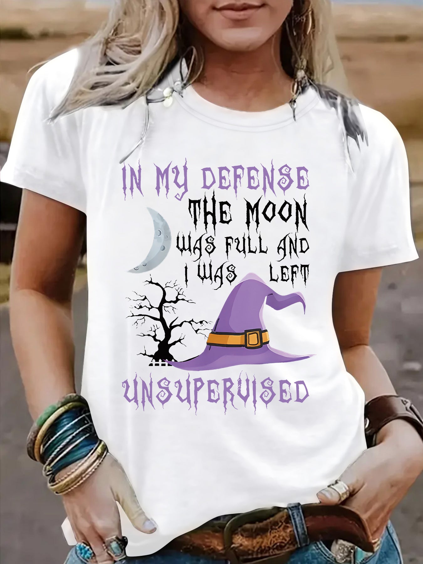 Short sleeved Halloween witch pattern