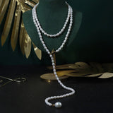 80cm Long Natural Pearl Chain Necklace for Women Female Jewelry Real Mini Small Baroque Pearl Tassel Necklace Choker