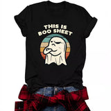 Halloween pattern round neck short sleeved shirt