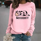 Round neck MOOOOODY printed pullover sweatshirt sweatshirt