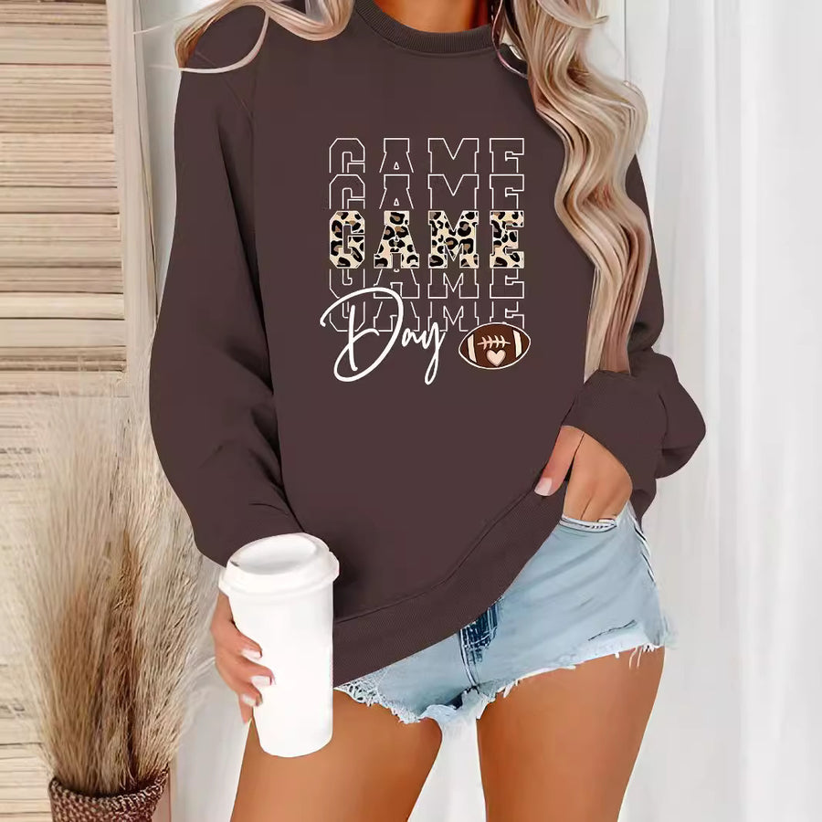 Round neck GAME printed pullover sweatshirt sweatshirt