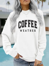 Round neck COFFEE printed pullover sweatshirt sweatshirt