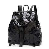 Women Backpack Luminous Geometric Plaid Sequin Female Backpacks For Teenage Girls Bagpack Drawstring Bag Holographic Backpack
