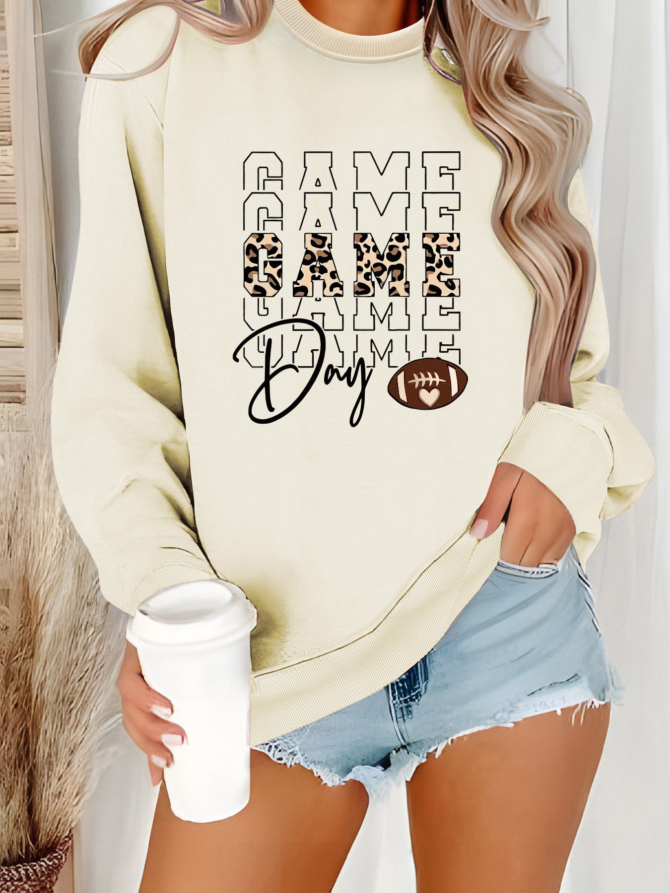Round neck GAME printed pullover sweatshirt sweatshirt