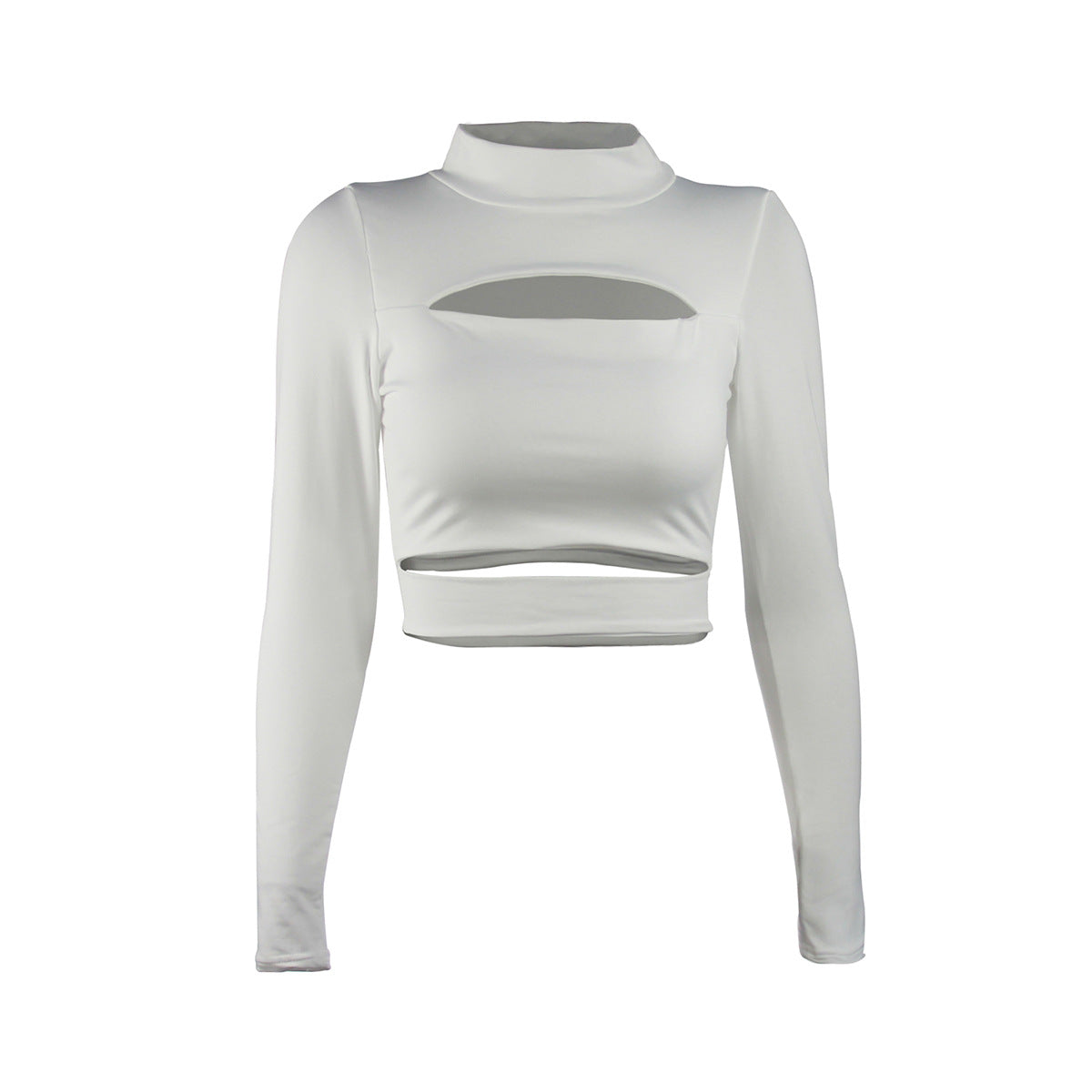 Autumn Winter Sexy Hollow Long Sleeve Turtleneck Ladies Top