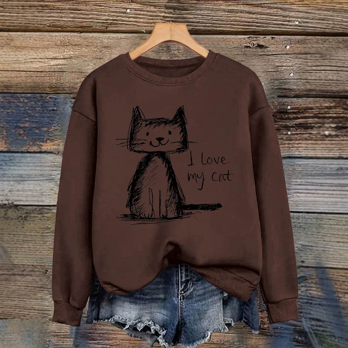 Round neck fleece hoodie