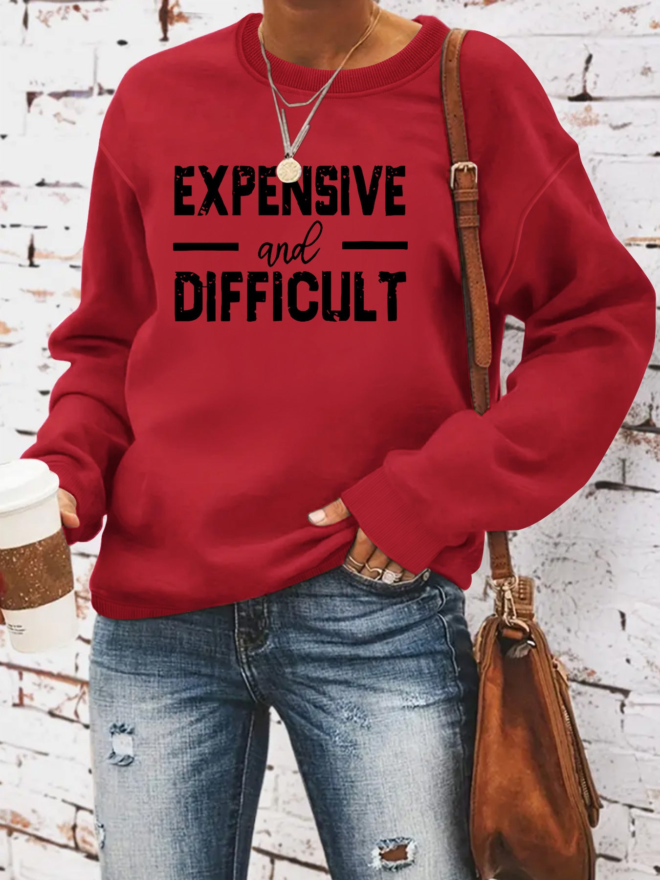 Round neck EXPENSIVE printed pullover sweatshirt sweatshirt