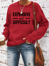 Round neck EXPENSIVE printed pullover sweatshirt sweatshirt