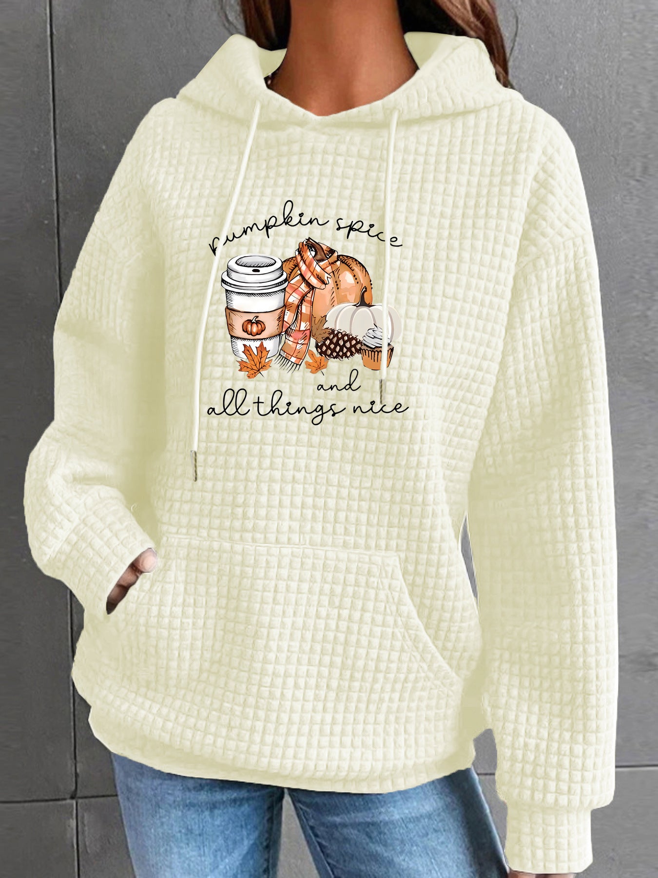 Waffle kangaroo pocket hooded long sleeved Halloween