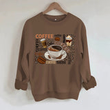 Coffee printed loose hoodie