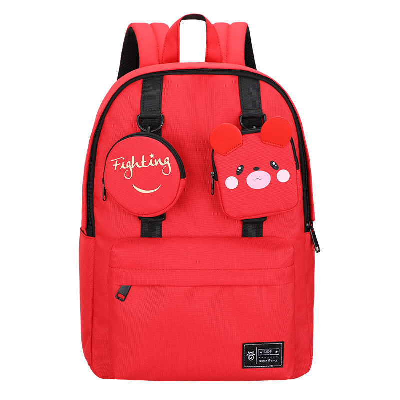 High school students creative backpack personality junior high school girl schoolbag solid color small pocket backpack