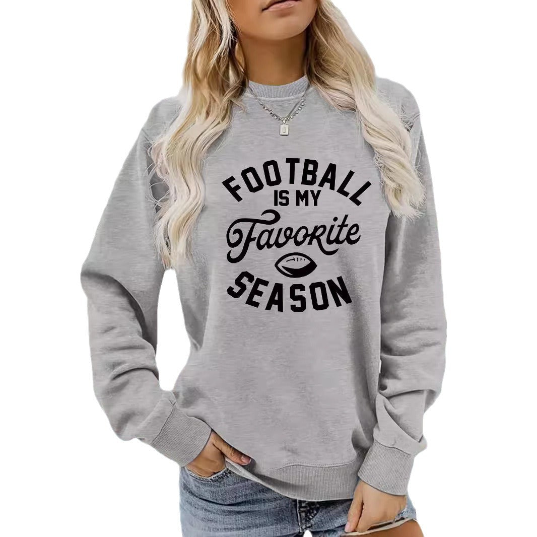 Round neck FOOTBALL printed pullover sweatshirt sweatshirt