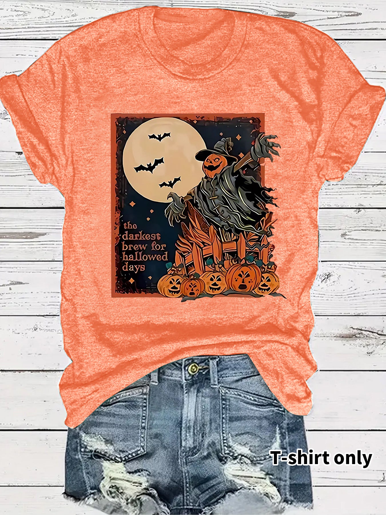 Halloween pumpkin horror element short sleeved shirt