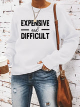 Round neck EXPENSIVE printed pullover sweatshirt sweatshirt