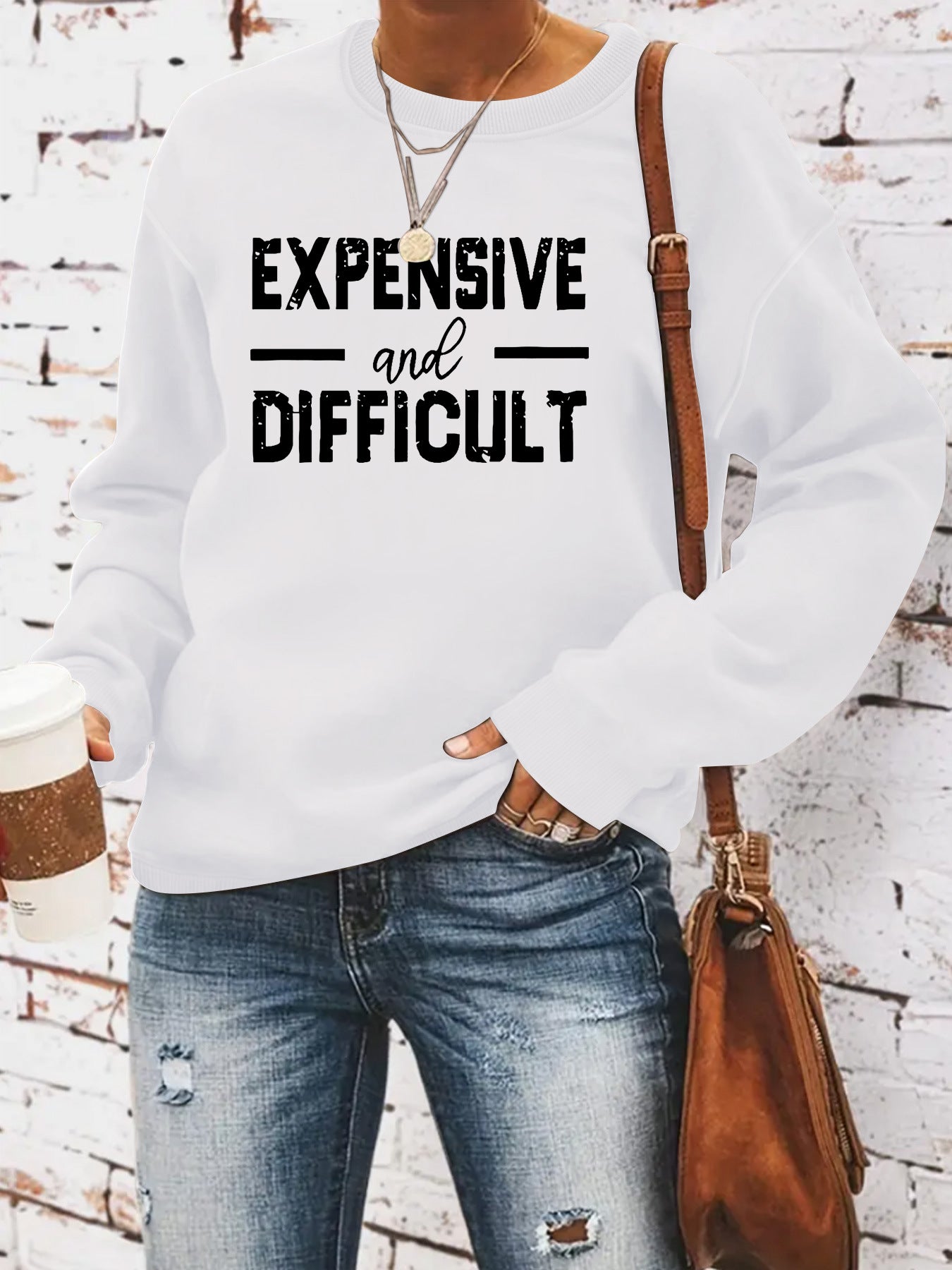 Round neck EXPENSIVE printed pullover sweatshirt sweatshirt