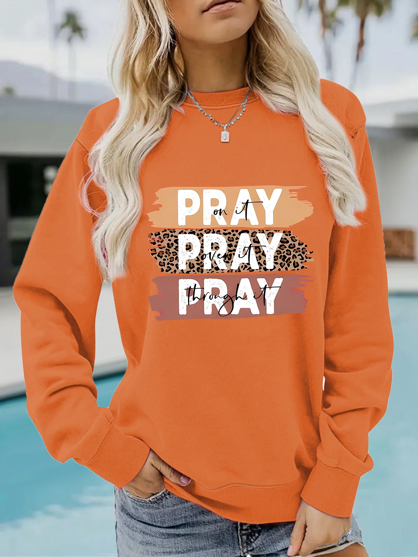 PRAY printed pullover sweatshirt sweatshirt