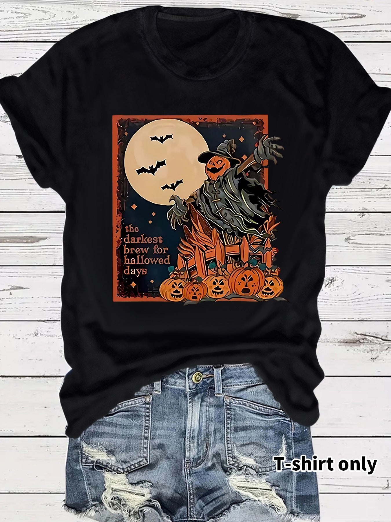 Halloween pumpkin horror element short sleeved shirt