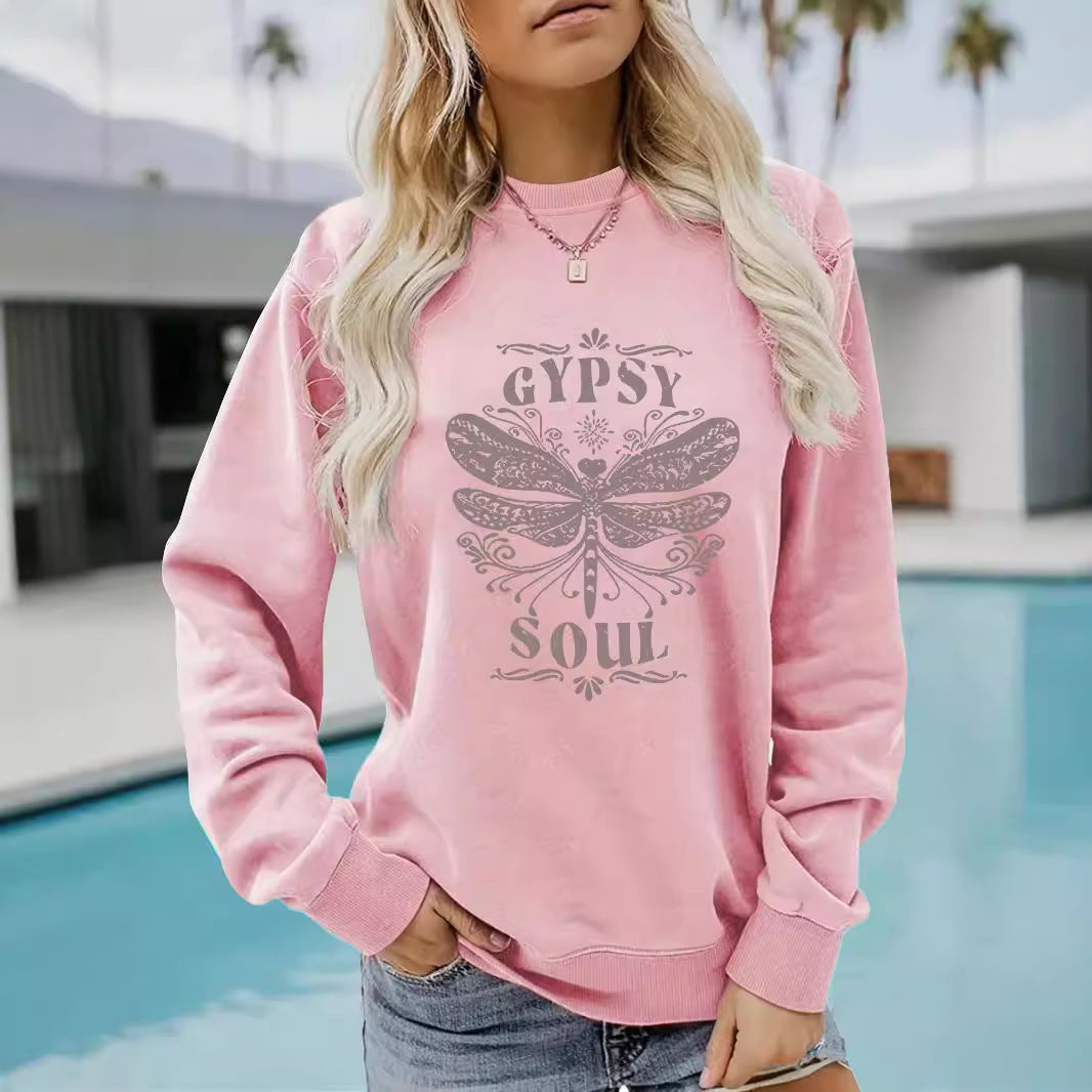 Round neck GYPSY SOUL printed pullover sweatshirt sweatshirt sweatshirt