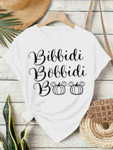 Halloween horror element printed loose T-shirt