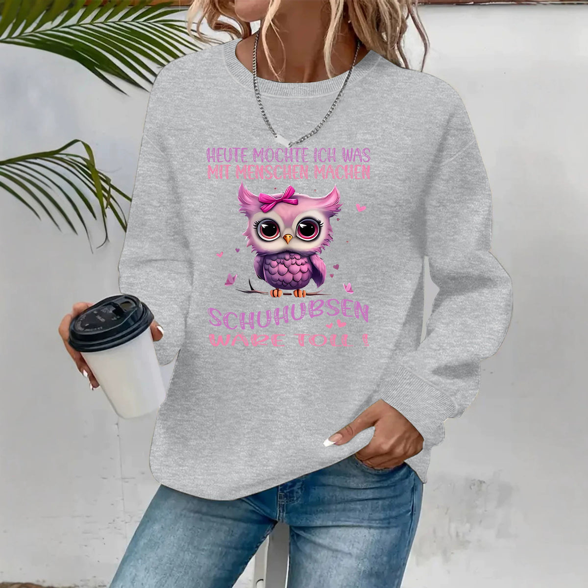 Round neck fleece hoodie
